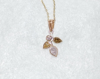 Fancy Diamonds Four Leaf Floral 14K Yellow Gold Necklace