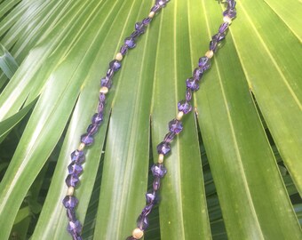 Amethyst and Brushed Gold Bead Necklace