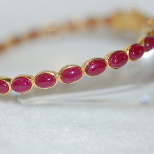 Ruby Birthstone Cabochon Bangle Bracelet