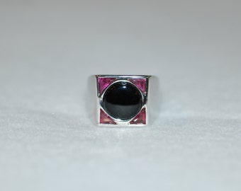 Tourmaline and Onyx Signet Ring