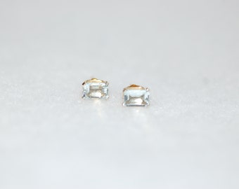 Princess Aquamarine Stud Earrings