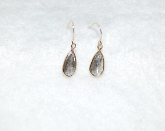 Salt & Pepper Diamond Tear Drop Earrings