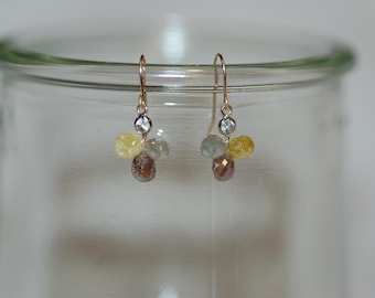 Fancy Diamond Briolette Hanging 10K Yellow Gold Earrings