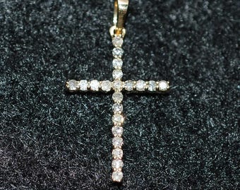 Diamond Cross Pendant 14K Yellow Gold