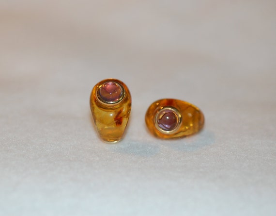 Amber and Amethyst Teardrop Earrings - image 1