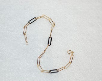Contemporary Gold and Resin Geometric Chain Link Bracelet