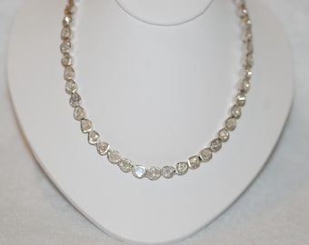 Rose Cut Diamonds Rivière Silver Necklace