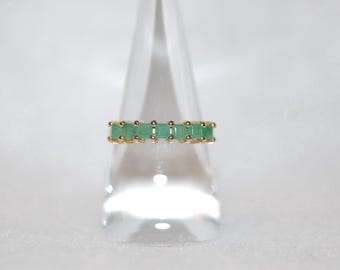 Emerald Seven Stone Gold Plated Ring