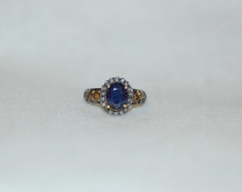 Sapphire and Diamond Antique Style Ring
