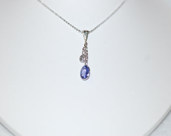 Tanzanite and Diamond Duo Drop Pendant