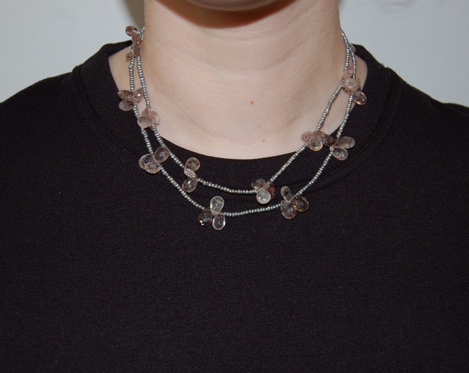 Featured listing image: Moss Amethyst and Seed Pearl Petal Necklace