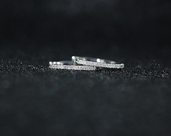 Diamond Dainty Hoop Earrings 14K White Gold