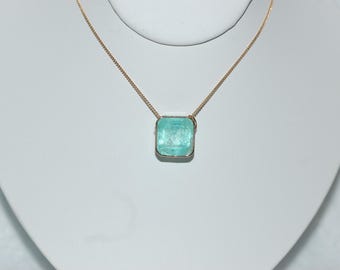 Emerald Slide Pendant Necklace 14K Yellow Gold