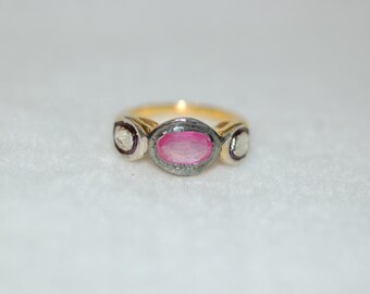 Three Stone Ruby and Diamond Ring
