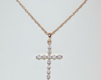 Diamond Cross 14K Yellow Gold Necklace