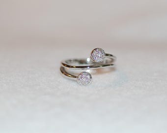 Diamond Pave Bypass 18K White Gold Ring