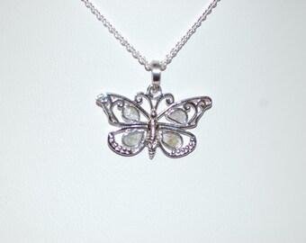 Diamond Butterfly Sterling Silver Necklace