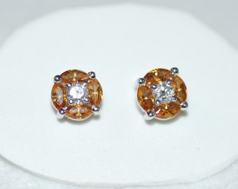 Citrine and Diamond Stud Earrings