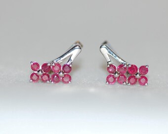 Faceted Ruby Lever Back Silver Earrings