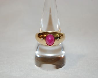 Ruby Cabochon and Diamond Signet Ring