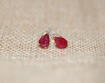 Ruby Teardrop Stud Earrings