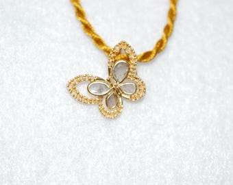 Diamond Butterfly Antique Style Necklace
