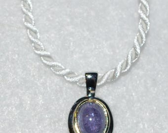 Tanzanite Cabochon Minimalist Sterling Silver Pendant Necklace