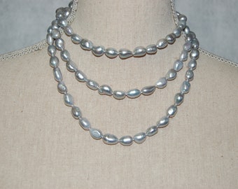 Never ending Gray Baroque Pearl Necklace