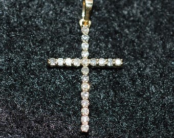 Diamond Cross Pendant 14K Yellow Gold