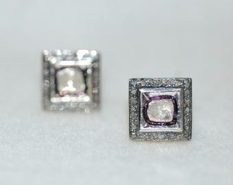 Geometric Diamond Stud Earrings