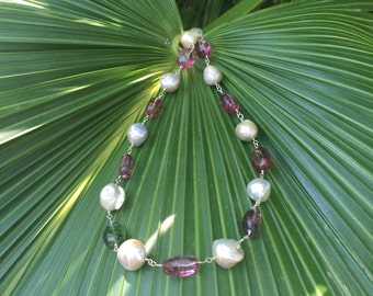 Pearl and Quartz Bubble Gum Necklace