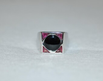 Tourmaline and Onyx Signet Ring