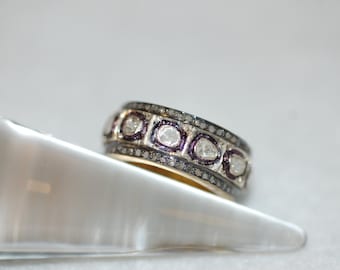 Antique Style Eternity Rose Cut Diamond Band Ring