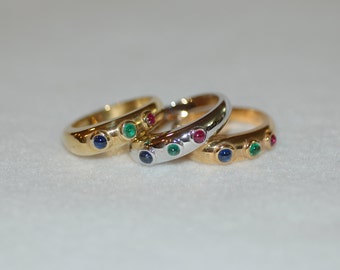 Tri Color Cabochon Ring