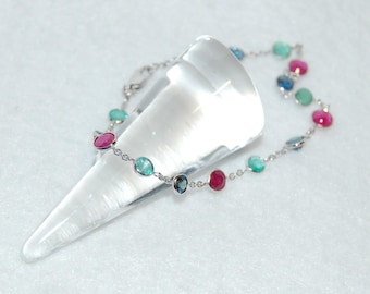 Emerald, Sapphire and Ruby Gemstone 14K White Gold Bracelet