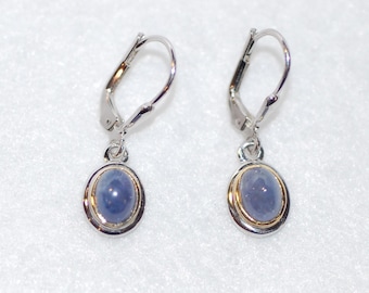 Tanzanite Cabochon Dangle Earrings
