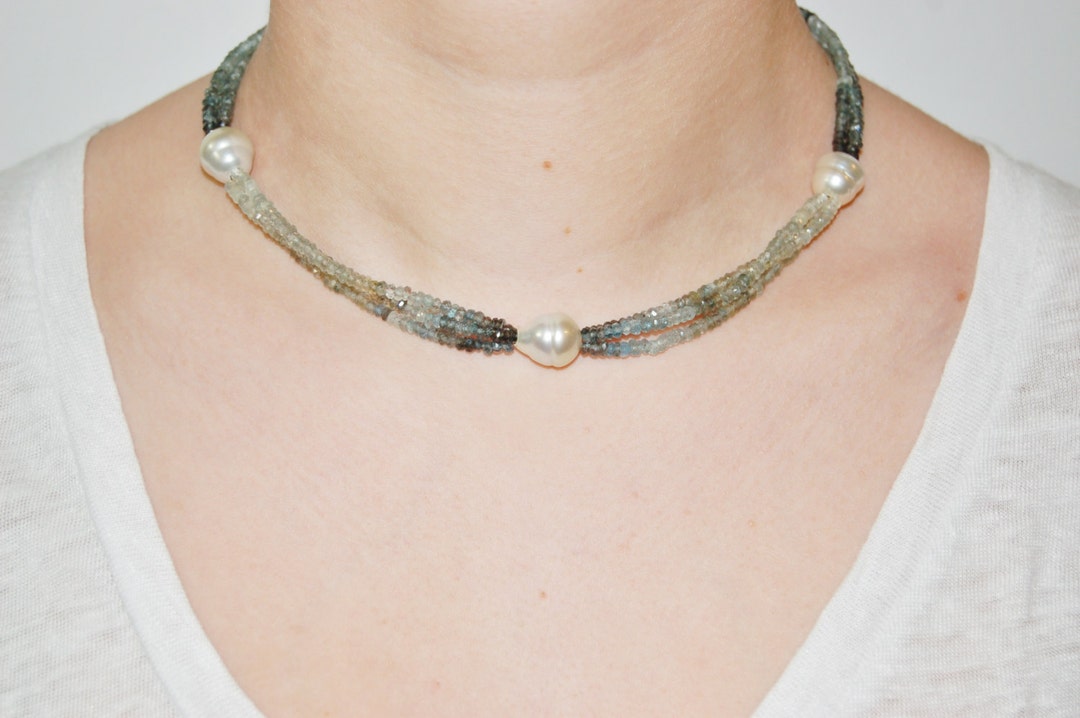 Collar De Perlas Redondas Blancas Imitación Caparazón – 14 Mm, Baño Plata, Largo 17 Pulgadas