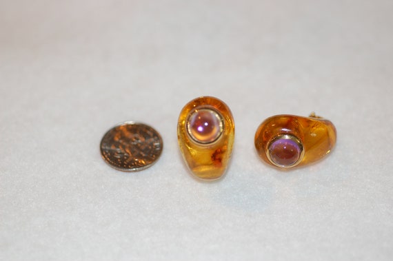 Amber and Amethyst Teardrop Earrings - image 4