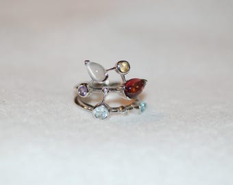 Constellation Multi Gemstone 14K White Gold Ring
