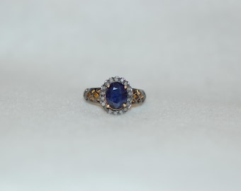 Sapphire and Diamond Gilded Age Antique Style Ring