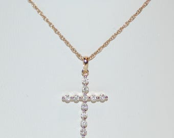 Diamond Cross 14K Yellow Gold Necklace