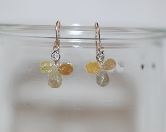 Fancy Color Diamond Briolette 10K Yellow Gold Drop Earrings