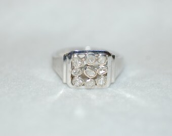 Nine Stone Diamond Signet Ring