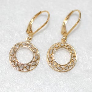Diamond Slice Dangle Earrings Gold Plated Sterling Silver