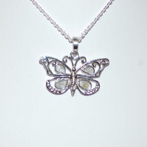 ダイヤモンドバタフライスターリングシルバーネックレス
