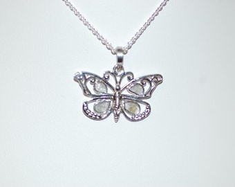 Diamond Stained Glass Butterfly Necklace