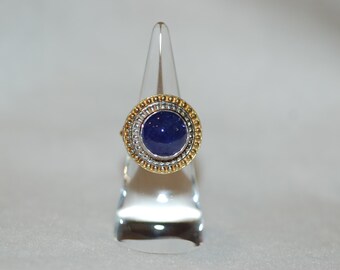 Tanzanite Cabochon Saturn Sterling Silver Ring
