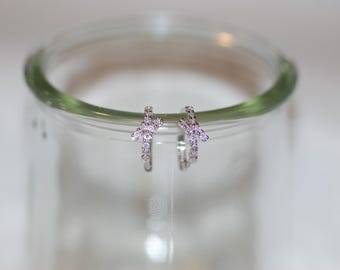 Diamond Curved X Huggie Hoop Earrings