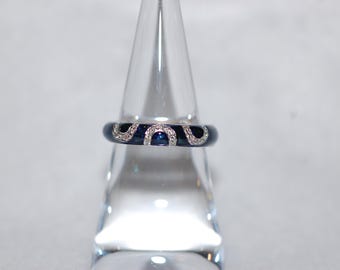 Hidalgo Enamel and Diamond Swirl Gold Band Ring