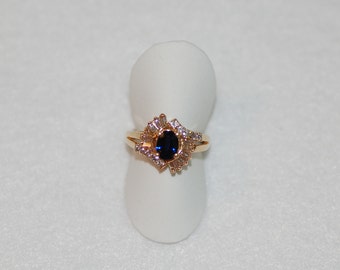 Sapphire and Diamond Fan Ring
